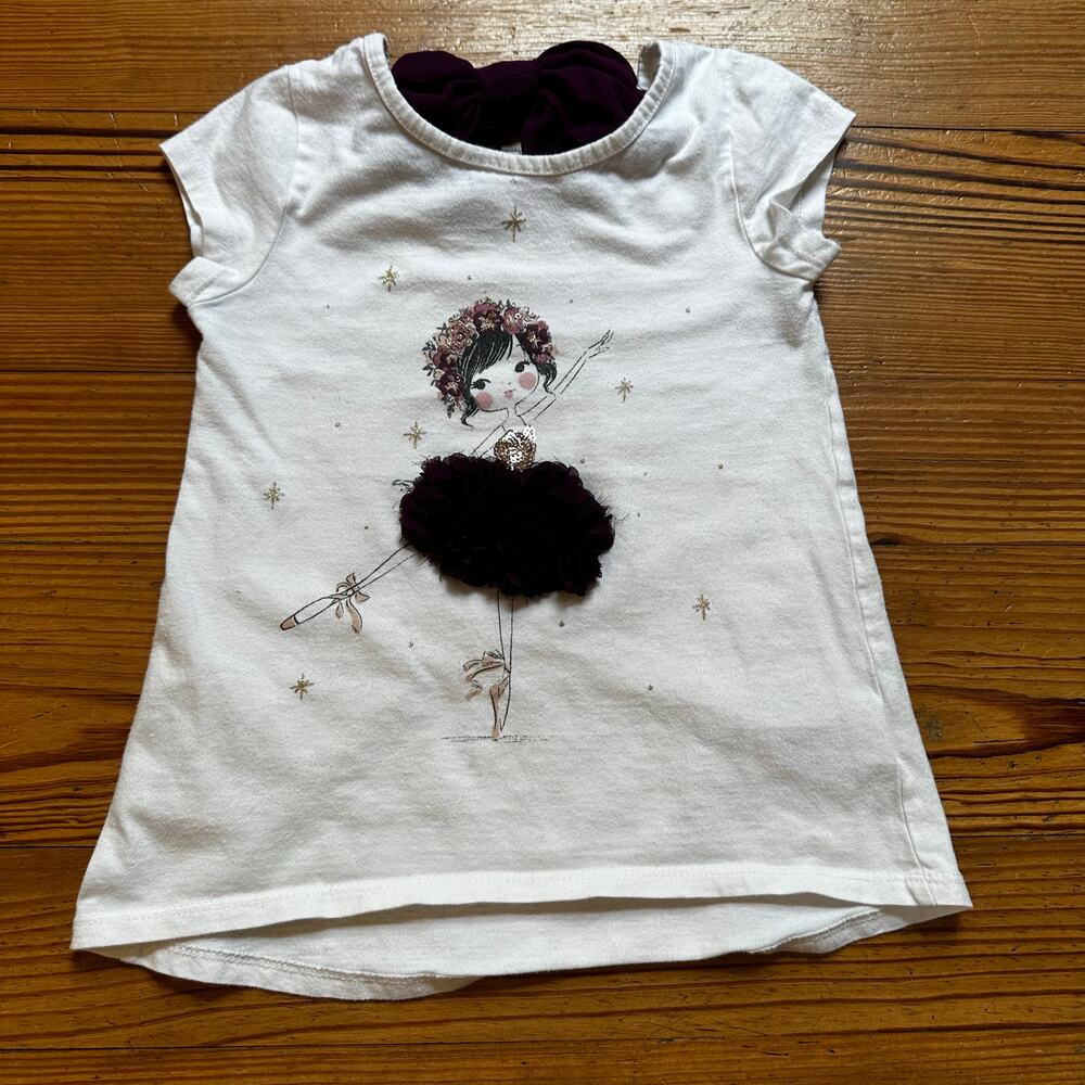 Isaac Mizrahi white ballet purple textured tutu short sleeve‎ shirt SIZE 5